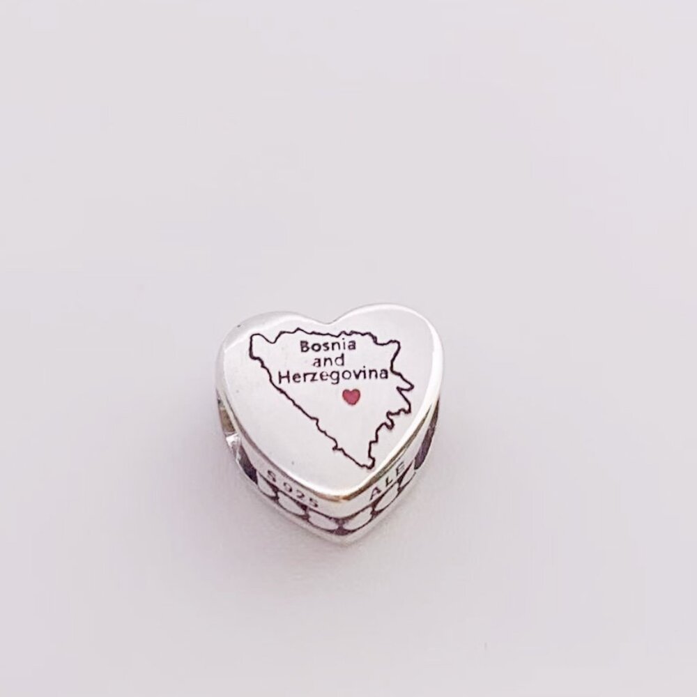 Pandora Bosnia And Herzegovina Map I Love Bosnia And Herzegovina Heart Charm
